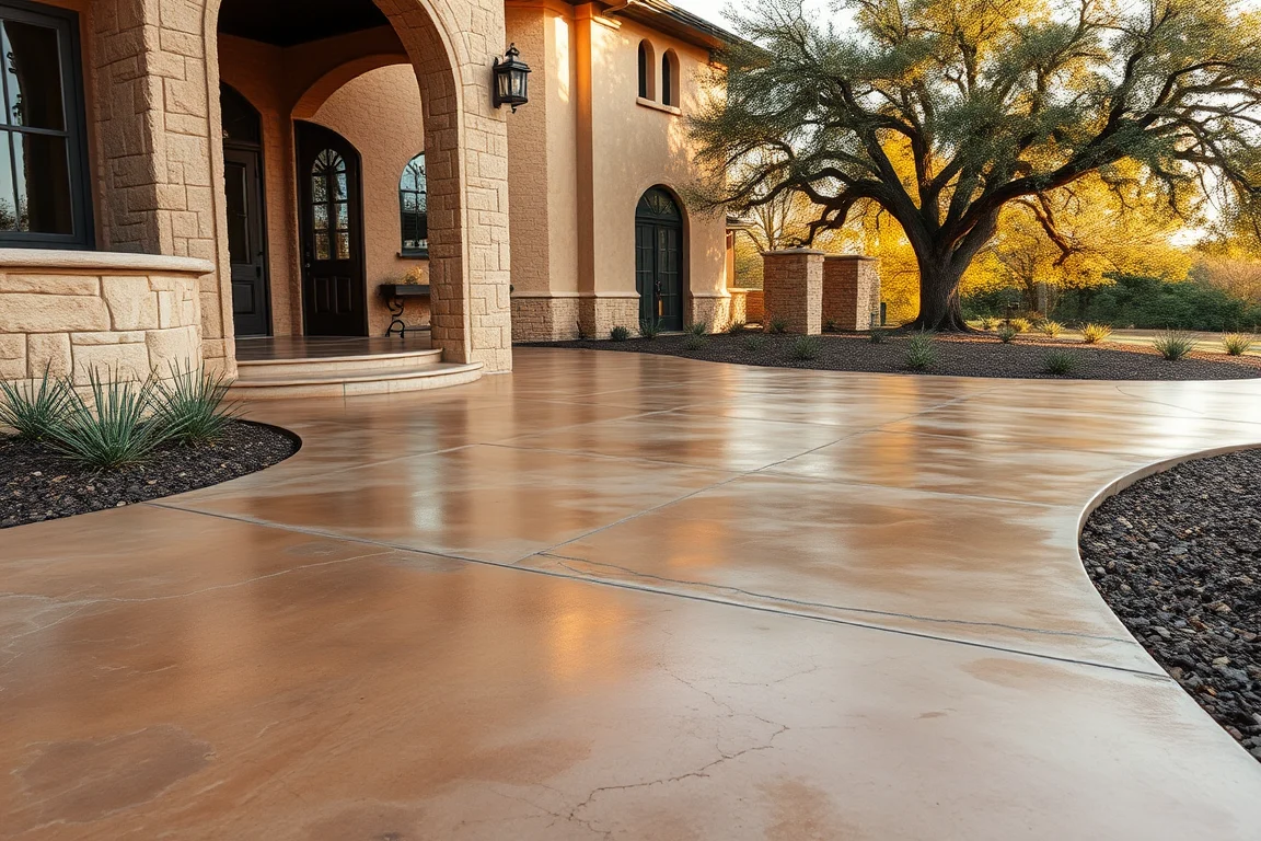 stained concrete surface at a South Texas-style home